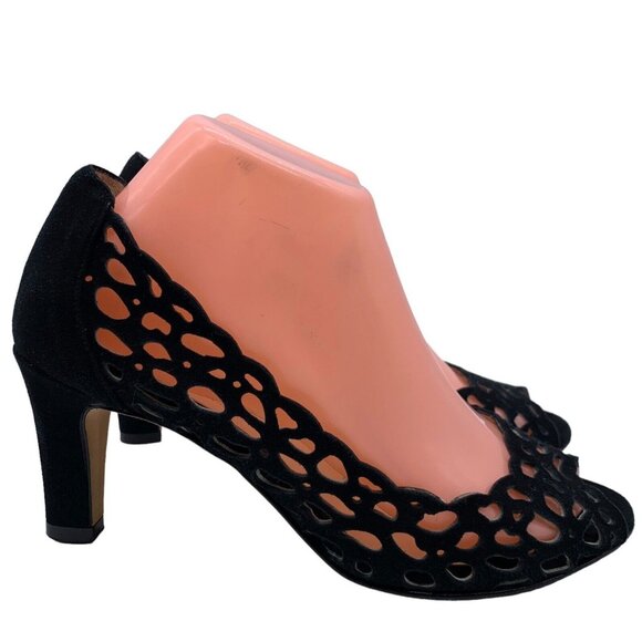 AQUATALIA Heels Suede Cut Out Peep Toe Pumps Shoes Women Sz 8.5 EUC. #23 - Picture 1 of 12